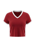 Women's Retro Binding V-Neck Crop T-Shirt