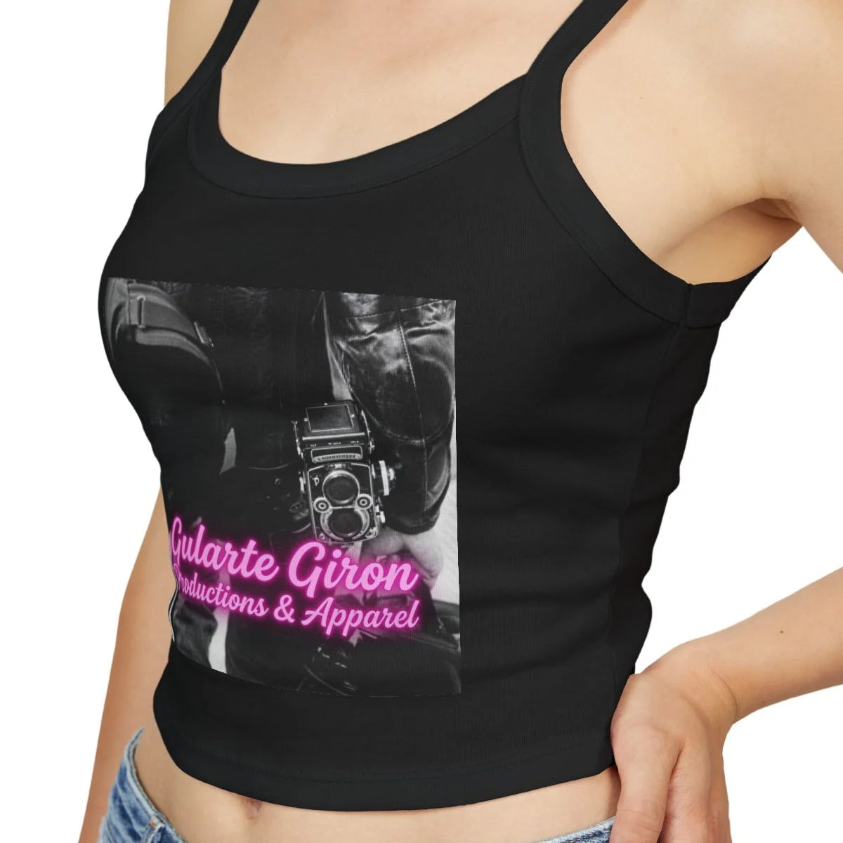Spaghetti Tank Top — 'Gularte Giron Productions & Apparel' Logo Crop Top