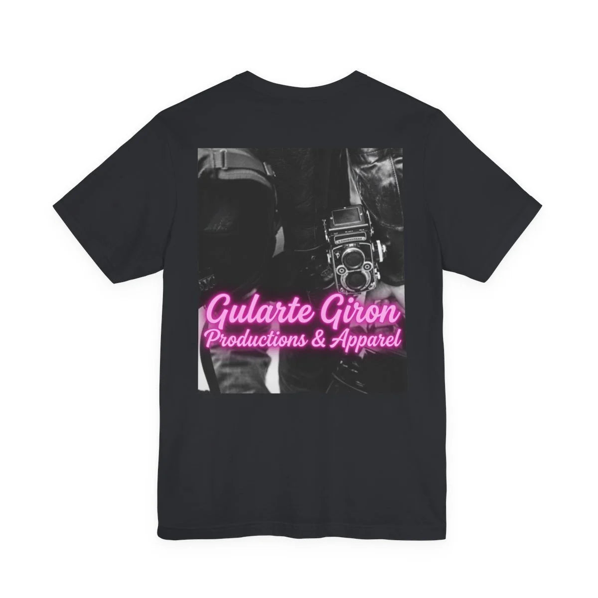 Vintage Camera Graphic Tee — Gularte Giron Productions Logo Back Print