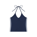 Women's Color Block Halter Crop Tank Top